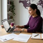 Job seeker applying directly for an overseas position using a laptop
