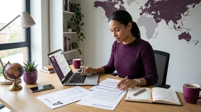 Professional reviewing a CV for international job applications