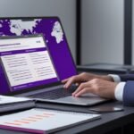 International professional searching for overseas jobs on a laptop