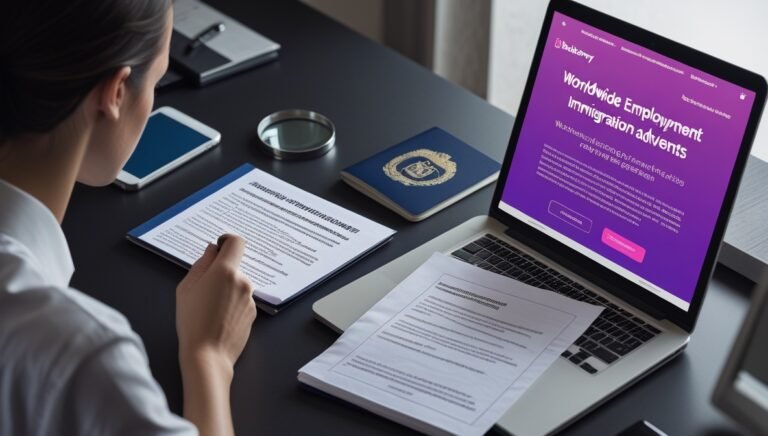 Job seeker checking an overseas job offer for possible recruitment fraud